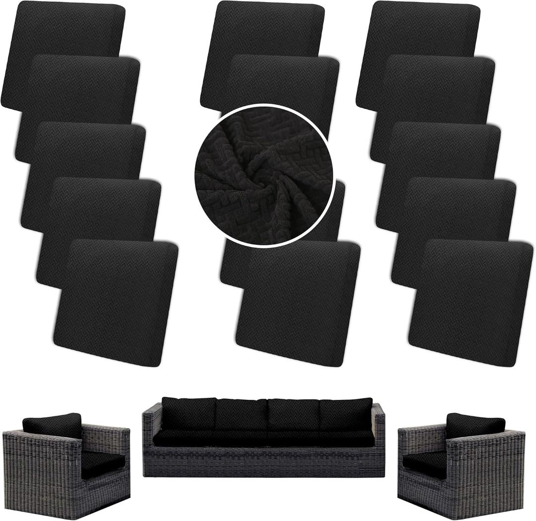 Outdoor Cushion Covers Set,14PCS Patio Furniture Couch Seat Slipcovers, Replacement for Sofa Sectional Chair(CoverOnly)