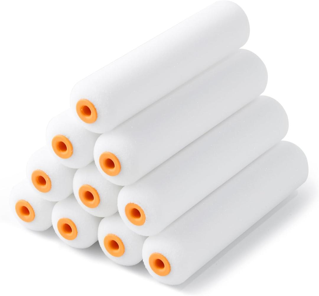 VOOMEY High Density Foam Paint Roller,Paint Roller Covers 6 inch,Small Paint Roller, Sponge Rollers for Painting House,Walls,Ceilings, Doors,Furniture(10 pack)