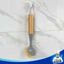 MR.SIGA Dish Brush with Bamboo Handle Built-in Scraper, Scrub Brush for Pans, Pots, Kitchen Sink Cleaning, Pack of 2