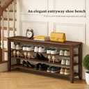 Taitiy Shoe Rack Bench with Rubberwood Flat Top and 3 Adjustable Shelves – Wooden Shoe Rack for Entryway, Hallway, Mudroom, Front Door, or Small Spaces, 47.2"