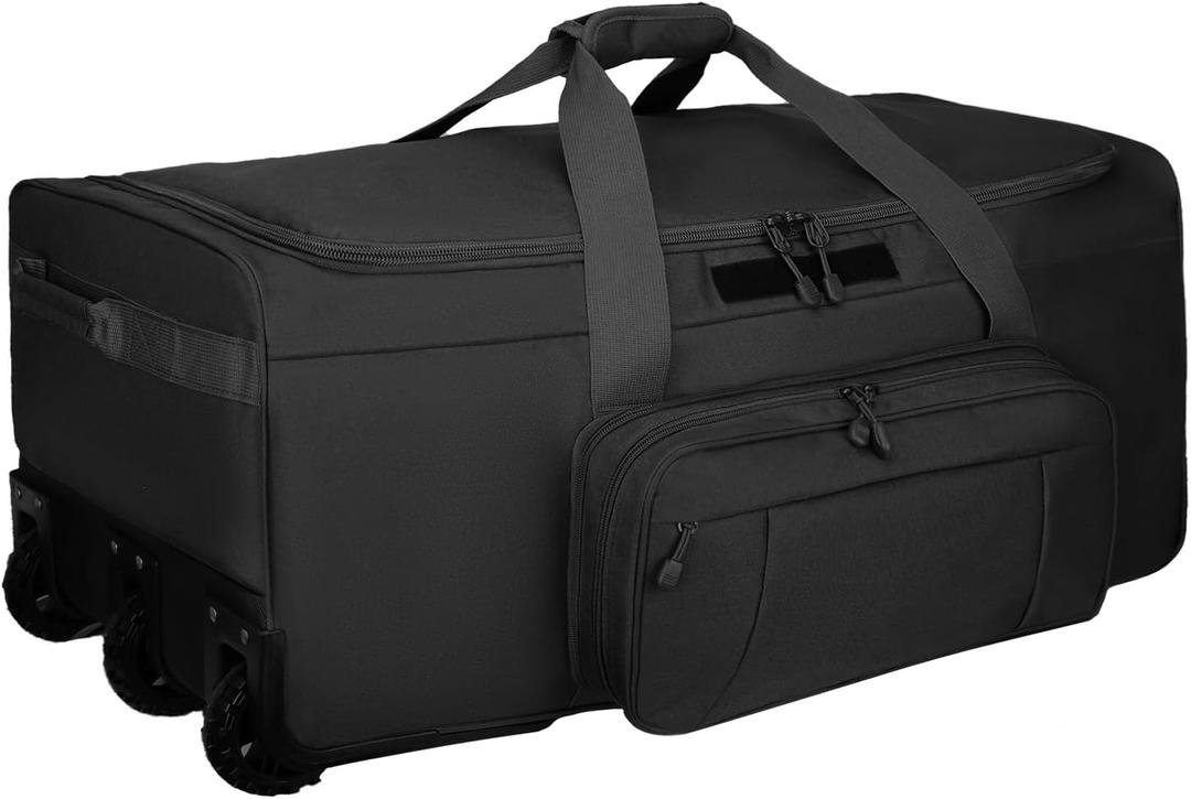 120L 3-Wheel Rolling Duffle Bag - Heavy Duty Military Deployment Bag, Durable Wheeled Duffle Luggage for Travel, Camping & Outdoor Adventures, Medium