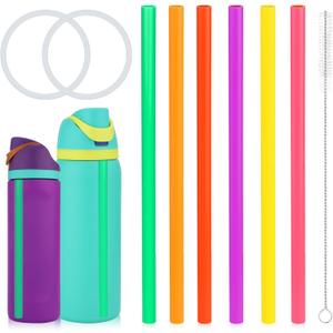 2 x 6pcs Straw Replacements for Owala FreeSip 24oz 32oz, Reusable Plastic with 1 Cleaning Cleaner Brush & 2 Seal O Ring Lid Gaskets for Rubber Water Bottle Tumbler Silicone Accessories Parts (6 Colors)