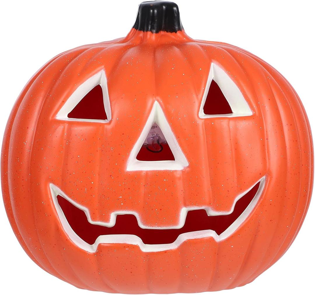 Halloween Pumpkin Lantern Jack-O-Lanterns, Halloween Plastics Pumpkin Decorations for Party, Pumpkin Lights for Outdoor and Indoor, Halloween Home Decor, 14X19CM, 319H28F18M, Orange