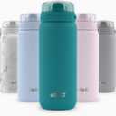 Ello Cooper 18oz Kids Stainless Steel Water Bottle with Straw and Carry Handle, Double Walled and Vacuum Insulated Metal, Leak Proof Locking Lid with Soft Silicone Spout, Reusable, BPA Free, Antigua