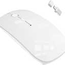 Bluetooth Wireless Mouse for MacBook Air Mac Pro Laptop Computer iPad Pad PC Laser Optical Rechargeable Mini Slim Silent Mouse Widely Used Desktop Hp iMac (White)
