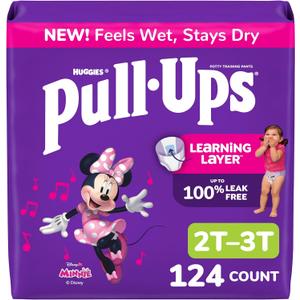 Pull-Ups Girls' Potty Training Pants, Size 2T-3T Training Underwear (16-34 lbs), 124 Count (4 packs of 31)