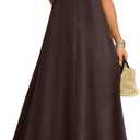 OYOANGLE Women's Color Block Criss Cross Sleeveless Flowy Maxi Dress Beach Vacation Dresses, Small