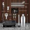18-Piece Professional Cocktail Shaker Set and Bartender Kit with Stand, Stainless Steel Bar Tools Gift Set with Muddler, Jigger, Mixing Spoon for Home Bar and Mixology