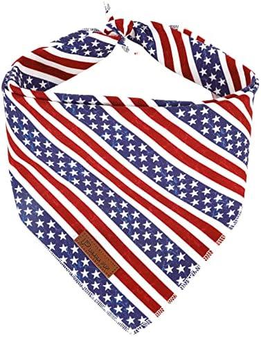 UP URARA PUP 4th of July Dog Bandana, Patriotic Bandana for Medium Large Dog, Cute Patriotic Puppy Bandana, Cotton American Flag Pet Triangle Bid Scarf Kerchief for Girl Boy Dogs