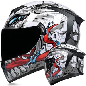 Motorcycle Helmet DOT/FMVSS 218 Approved Full Face Motorcycle Street Helmet Unisex-Adult Motorbike Racing Crash Helmet with Graphic Men and Women, A, Small