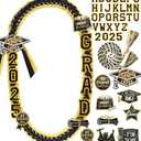 Graduation Lei Class of 2025 Money Leis for Graduation 2025 Ribbon Lei with Braided Necklace Glitter Patches for Him Her High School College Congrats Grad Gifts Party Supplies