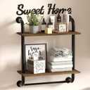 Bathroom Shelves Wall Mounted, Rustic Farmhouse Pipe Shelves, 2-Tier, Industrial Shelving, Floating Shelf Decor for Bathroom, Kitchen, Bedroom, Living Room Thanksgiving Day 17.3 inch (Brown)