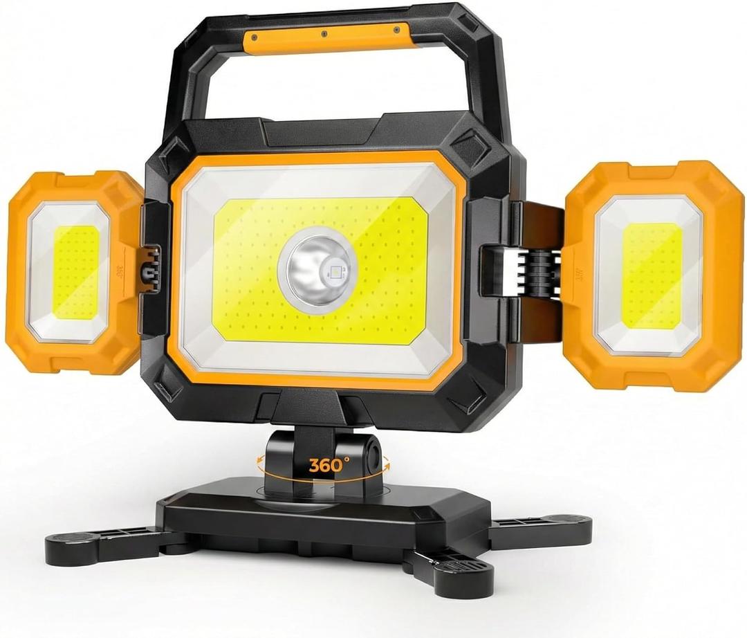 YZONI 40W Rechargeable Work Light, 4000LM Magnetic LED Work Light with 6 Modes, Battery Powered Portable Mechanic Lights with 360Rotate Foldable Design for Auto Car, Garage, Workshop