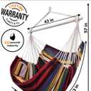 XXL Hammock Chair Hanging Rope Swing with 2 Cushions - Max 500lbs-Perfect for Patio, Porch, Bedroom, Backyard, Indoor or Outdoor - Includes Hanging Hardware Kits Rainbow