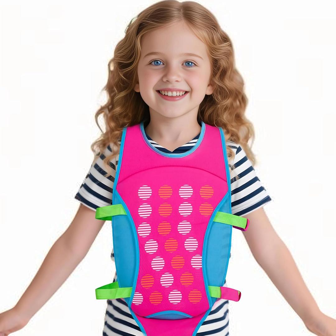 YOTAN Kids Swim Vest, Kid Swim Jacket and Buoyancy Swimming Aid, Modern Design Swimming Vest for Boys and Girls, Innovative Safety Comfort, Red