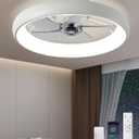 Ultra Low Profile Ceiling Fans with Lights and Remote Ultra Quiet 25 dB, 21" Modern Flush Mount Ceiling Fan LED Ceiling Fan Fandelier Ceiling Milky White