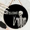 Halloween Decorations Wreath Halloween Skull Welcome Door Sign Front for Door Decoration, Rustic Wooden Holiday Decor for Front Door Porch Window Wall Farmhouse Indoor Outdoor