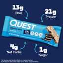 Quest Nutrition Cookies & Cream Protein Bars, 21g Protein, 1g Sugar, 4g Net Carb, High Fiber, Gluten Free, Keto Friendly, 12 Count (EXP 03/05/26)