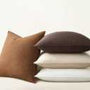 Brown Pillow Covers Pack of 4 Decorative Solid Fall Linen Throw Pillow Covers Soft Accent Boho Farmhouse Couch Pillowcases Modern Home Decor for Living Room Bed Sofa 18x18 Inch