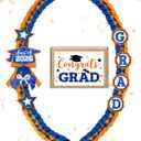 CiyvoLyeen Class of 2026 Graduation Leis with Glitter Pins Handmade Double Braided Ribbon Garland Money Holder Bowknot Congrats Grad Ceremony Gift Idea Orange and Blue Graduation Decorations 2026