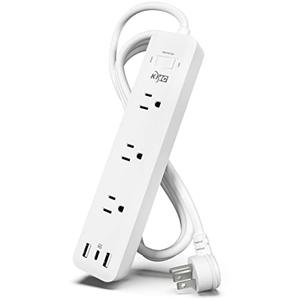 KMC USB-C PD Surge Protector 3-Outlet Power Strip, 30W Power Delivery USB-C Port, 2 USB-A Ports, 980J Surge Protection, 6-Foot Extension Cord, White : Electronics