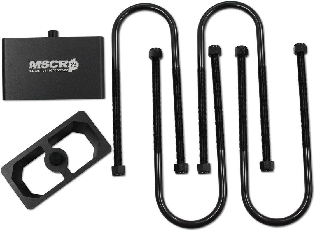 Universal Billet Aluminum Leaf Spring Lowering Block Kit with U-Bolts & Hardware, 4 Inch, 2-1/2" Wide, 5" Long (4 Inch)