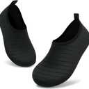 ANLUKE Kids Boys Girls Water Shoes Barefoot Aqua Socks Fast Dry Beach Swim Outdoor Sports Shoes for Toddler (9.5-10 Toddler, Black)