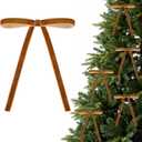 Velvet Bows for Christmas Tree, 24 Pcs 5x7 Inch Velvets Ribbon Tree Bows, Velvet Ornaments for Christmas Trees Decorations Wreath Outdoor Indoor (Brown)