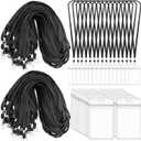 400 Pack Neck Lanyard Bulk with ID Card Holder Lanyards for ID Badges Vertical Name Badge ID Card Holders Flat Neck Lanyards with Clip for Nurses Teacher Students, Black