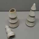 WONDROUS' DECO Wooden Christmas Tree Figurine Decor, Set of 2 White Christmas Tree Table Centerpieces, Small Distressed White Xmas Trees Set Decoration for Vintage Mantle Indoor