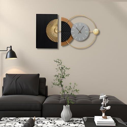 Tiuposr 30x18 Inch Decorative Wall Clock Contemporary Asymmetric – Silent Battery Operated Large Clocks for Living Room, Kitchen, Bedroom, Home Decor