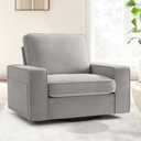 BEDHOURS Swivel Accent Chair for Living Room and Bedroom Single Sofa Chair Soft&Breathable Chenille Fabric Padding with Extra Wide Armrest Washable Detachable Cover (Chenille,Light Gray)