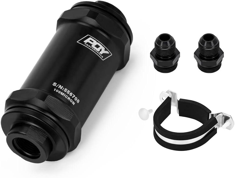 AN8 Inline Fuel Filter E85 Ethanol With 100 Micron Stainless steel element