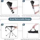 Portable Stool, 13.8 Inch High & 1.32 lbs Small Folding Chair, Telescopic Compact Foldable Stool with Carry Bag for Camping, Hiking, Outdoor Concert