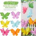 SUNBEAUTY 6Pcs Hanging Butterflies, Large Butterfly Decorations, 3D Paper Decoration, Pink Green Blue Orange for Baby Shower Decor Girls, Women, Paper Flowers for Wall
