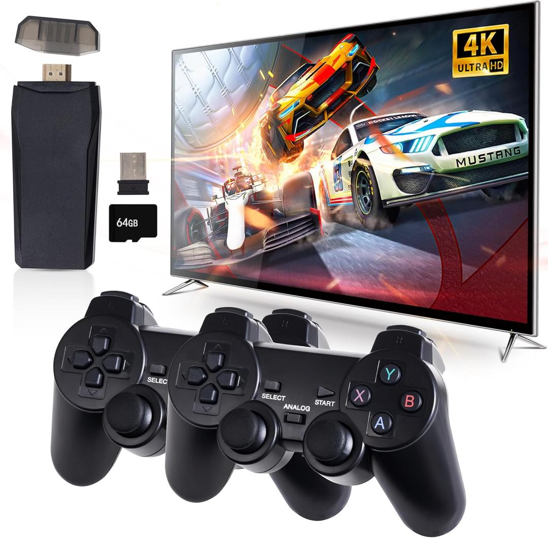 Retro Game Console, Wireless Retro Game Console, Plug & Play Video TV Game with 20000+ Built-in Games, 4K HD Output, and 2.4GHz Wireless Controller, 9 Classic Emulators