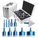 Diamond Core Drill Bit Set - BRSCHNITT Diamond Hole Saw Kit for Porcelain Tile Ceramic Marble Granite Drilling Triangle Shank 11pcs 6/8/10/20/25/28/32/35/50/65mm bits &2“ Chamfer bit
