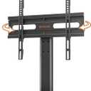 Universal Swivel TV Stand - Table Top TV Stand for 27-60 inch LCD LED TVs - Height Adjustable TV Base Stand with Tempered Glass Base & Wire Management, VESA 400x400mm HT06B-002