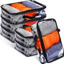 6 Pieces Large Clear Travel Packing Cube Clear Vinyl Zippered Storage Bags See Through Moving Bag PVC Multipurpose Pouch with Handle for Suitcase Shirts Dress Storage (Black, 15.8 x 10.2 x 3.9 Inch)