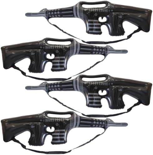 Inflatable Machine Gun Party Props, 4 Pack, Black, Costume Accessories with Strap Inflatable Machine Gun Cosplay Theme Party Birthday Decoration Balloon