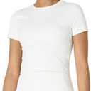 Amazon Essentials Womens Active FormFlex Buttery Soft Short Sleeve Slim Fit Crop Layering Workout Top, Large