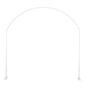 LANGXUN 7.8Ft Large Size Metal White Semi-circular Balloon Arch Stand with Bases for Wedding, Bridal, Indoor Outdoor Birthday Party Decoration Arbor