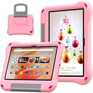 10inch Tablet Case for Kids, Lightweight Shockproof Kid-Proof Cover with Handle Stand for 10in Tablet Kids Case Incompatible iPad Samsung Lenove TCL Onn 10in Tablets. (Light Pink)