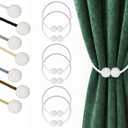 Hion Magnetic Curtain Tiebacks White 6 Pack, Curtain Tiebacks Buckles Holdbacks Holders Hooks Clip for Home Bedroom Office Decorative Thick or Thin Curtain