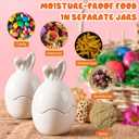 Meanplan 2 Pcs Easter Bunny Ceramic Cookie Jar Candy Dish with Lid Bunny Easter Egg Candy Jar Ornament Decorative Storage Container Rabbit Food Storage Canister Cookie Jars for Spring Party, 8.5 oz (White)