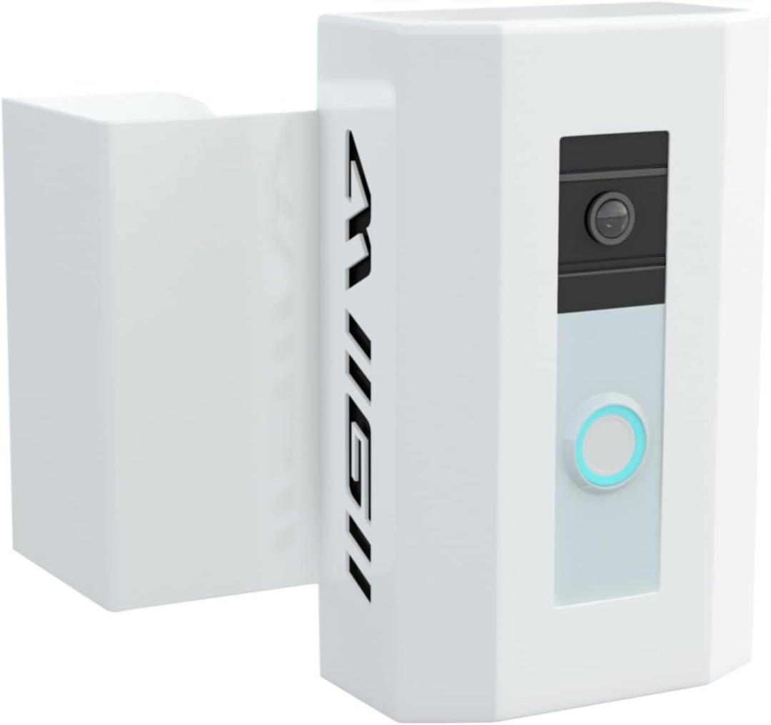 Anti-Theft Ring Doorbell Mount, Adjustable No-Drill Stainless steel Mounting Bracket Cover Holder Compatible with Ring Doorbell 4/3/2/1 for Home Rentals Office Room, White