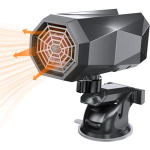 12V Car Heater, 150W Max 360 Degree Rotatable With Suction Holder, 2 In1 Fast Car Heater Plug In Automobile Cigarette Lighter, Portable Windshield Defogger And Defroster For Cars, Black