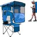 BESTHLS Portable Folding Camping Beach Chair with Canopy Shade Adult Blue