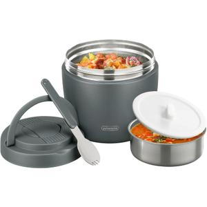 Thermo Food Jar for Hot Food Adults 32OZ Soup Thermo Lunch Containers Wide Mouth Vacuum Insulated Stainless Steel Leakproof Bento Box with Spoon (Grey) (Gray)