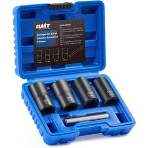 Orion Motor Tech Twist Socket Tool Set, 1/2" Drive 5pc Nut and Bolt Extractor Set, Rounded Bolt & Stripped Lug Nut Remover Tool Kit